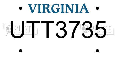 UTT3735 Virginia License Plate