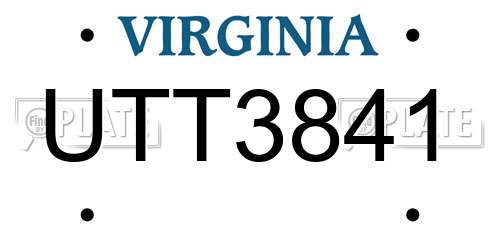 UTT3841 Virginia License Plate