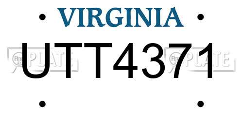 UTT4371 Virginia License Plate