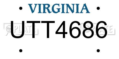 UTT4686 Virginia License Plate