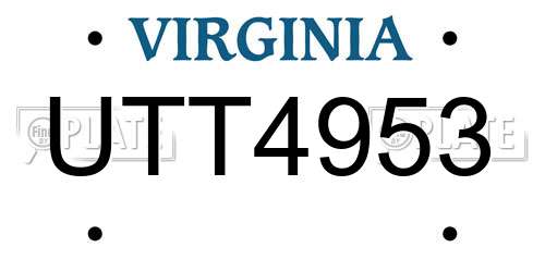UTT4953 Virginia License Plate