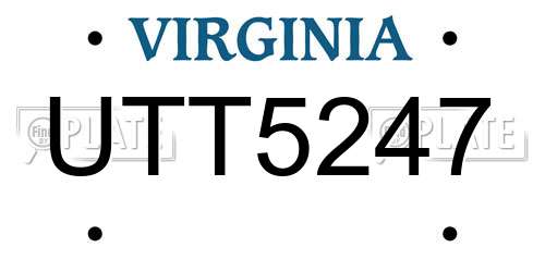 UTT5247 Virginia License Plate