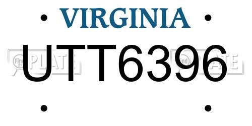 UTT6396 Virginia License Plate