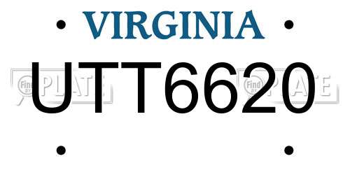 UTT6620 Virginia License Plate