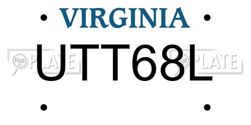 UTT68L Virginia License Plate