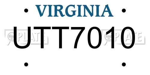 UTT7010 Virginia License Plate