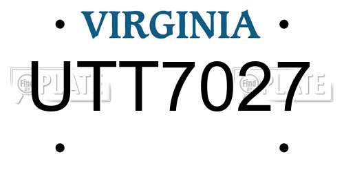 UTT7027 Virginia License Plate