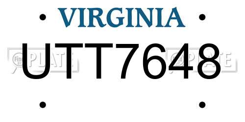 UTT7648 Virginia License Plate