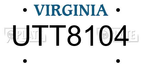 UTT8104 Virginia License Plate