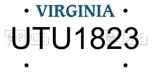 UTU1823 Virginia License Plate