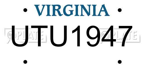 UTU1947 Virginia License Plate