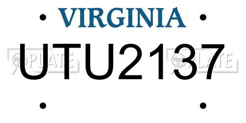 UTU2137 Virginia License Plate