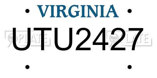 UTU2427 Virginia License Plate