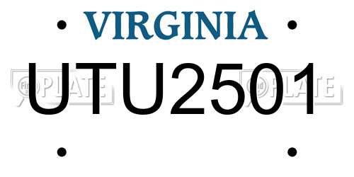 UTU2501 Virginia License Plate
