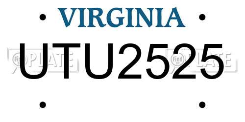 UTU2525 Virginia License Plate