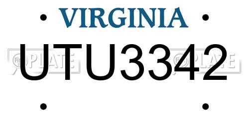 UTU3342 Virginia License Plate