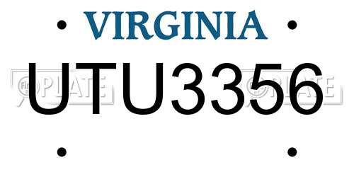 UTU3356 Virginia License Plate