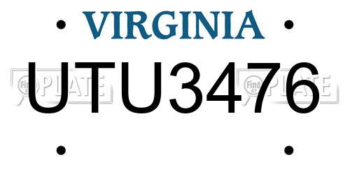 UTU3476 Virginia License Plate