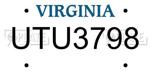UTU3798 Virginia License Plate