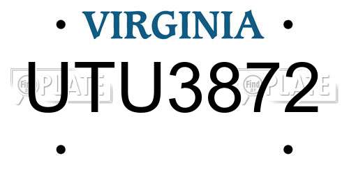 UTU3872 Virginia License Plate