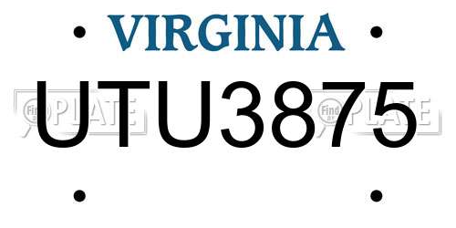 UTU3875 Virginia License Plate