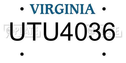 UTU4036 Virginia License Plate