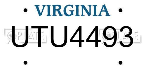 UTU4493 Virginia License Plate