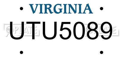 UTU5089 Virginia License Plate