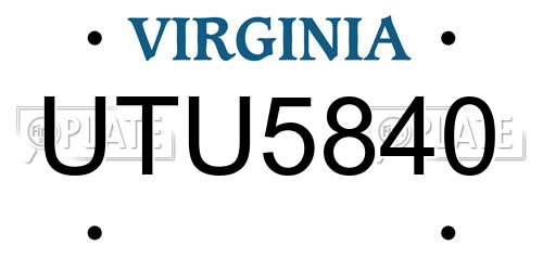 UTU5840 Virginia License Plate