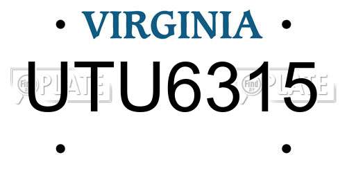 UTU6315 Virginia License Plate