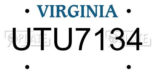 UTU7134 Virginia License Plate