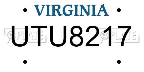 UTU8217 Virginia License Plate