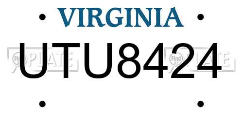 UTU8424 Virginia License Plate