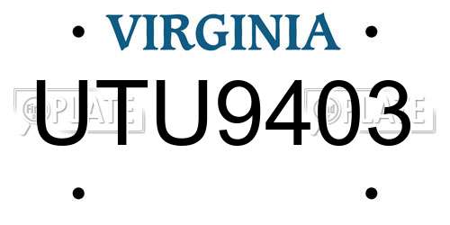 UTU9403 Virginia License Plate
