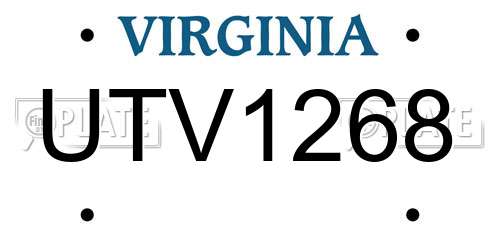 UTV1268 Virginia License Plate