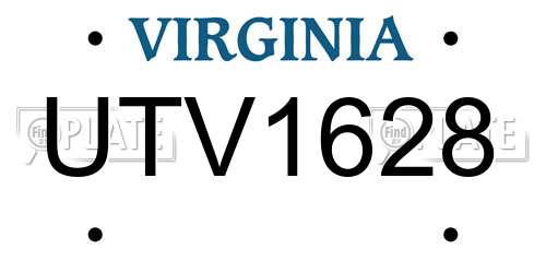 UTV1628 Virginia License Plate