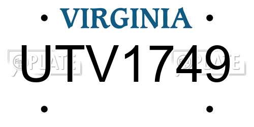 UTV1749 Virginia License Plate