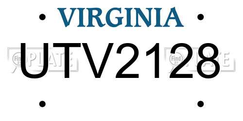 UTV2128 Virginia License Plate