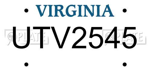 UTV2545 Virginia License Plate