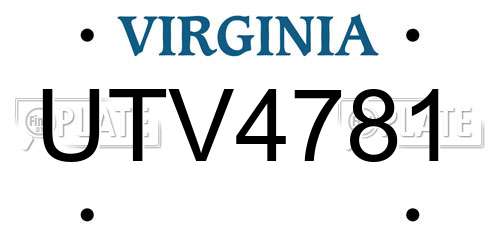 UTV4781 Virginia License Plate