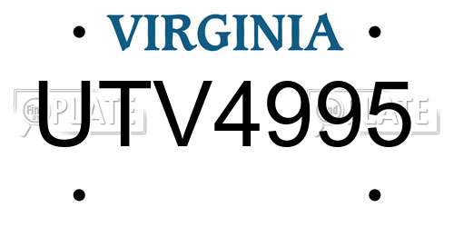 UTV4995 Virginia License Plate
