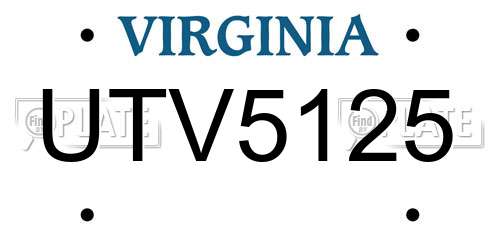 UTV5125 Virginia License Plate