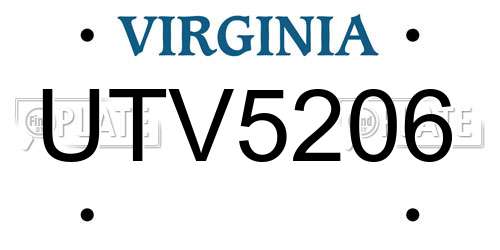 UTV5206 Virginia License Plate