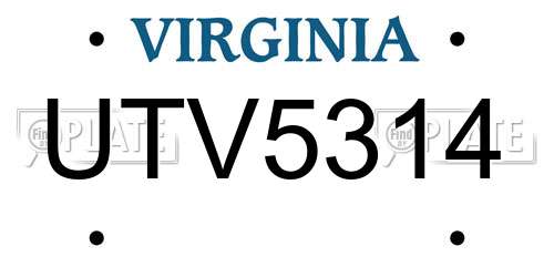UTV5314 Virginia License Plate