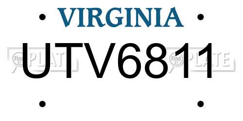 UTV6811 Virginia License Plate
