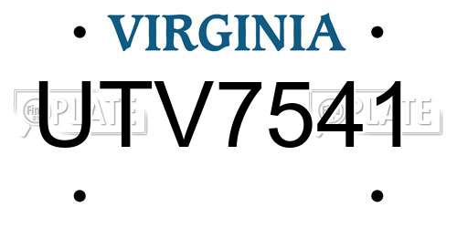 UTV7541 Virginia License Plate