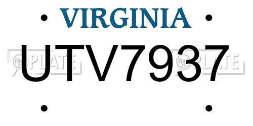 UTV7937 Virginia License Plate