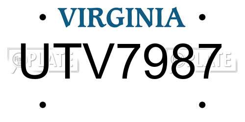 UTV7987 Virginia License Plate