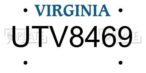 UTV8469 Virginia License Plate