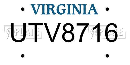 UTV8716 Virginia License Plate